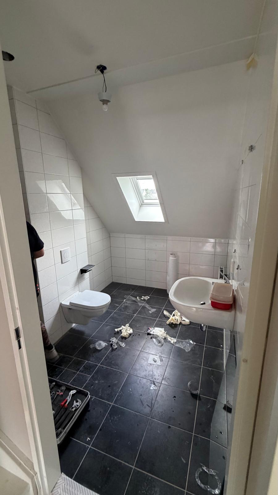 Badkamer voor het stucen